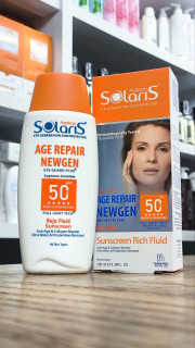 کرم ضد آفتاب و ضد چروک بدون رنگ SPF50 آردن سولاریس، مدل ایج ریپیر نیوژن Age Repair Newgen، مناسب پوست های دارای چروک سطحی حجم 100 میلی لیتر ضدآفتاب